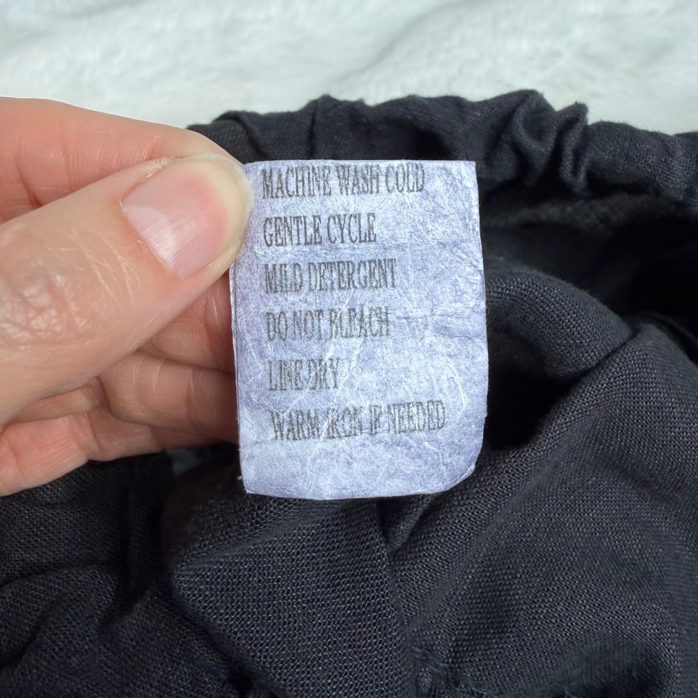 Belle France Black 100% Linen Drawstring Pants Made in Italy One Size - Picture 9 of 10